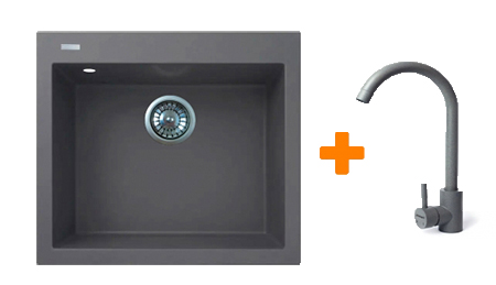 Мойка кухонная+смеситель Adamant Univer серый (4824296912104) - Фото 1