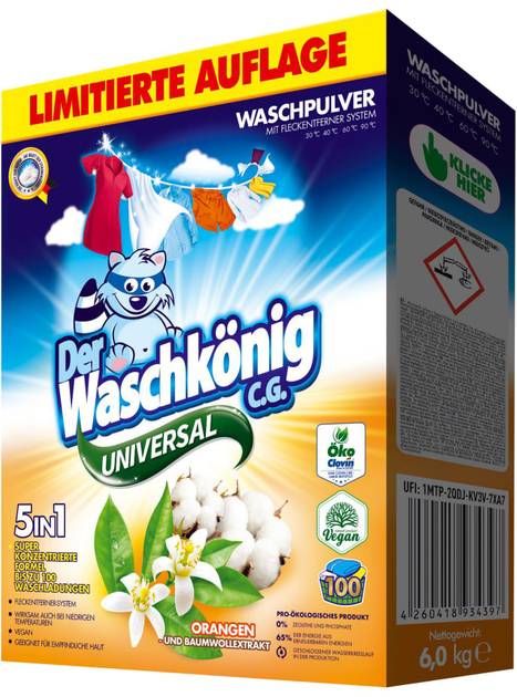 Пральний порошок Waschkonig Universal Orangen und Baumwollextrakt 6 кг (4260418934397) - Фото 1