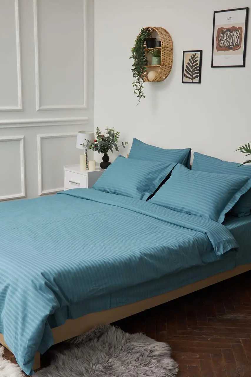 Пододеяльник полуторный Moon&Star Satin Stripe Stripe Green 143x210 см (MS-870000430) - Фото 1