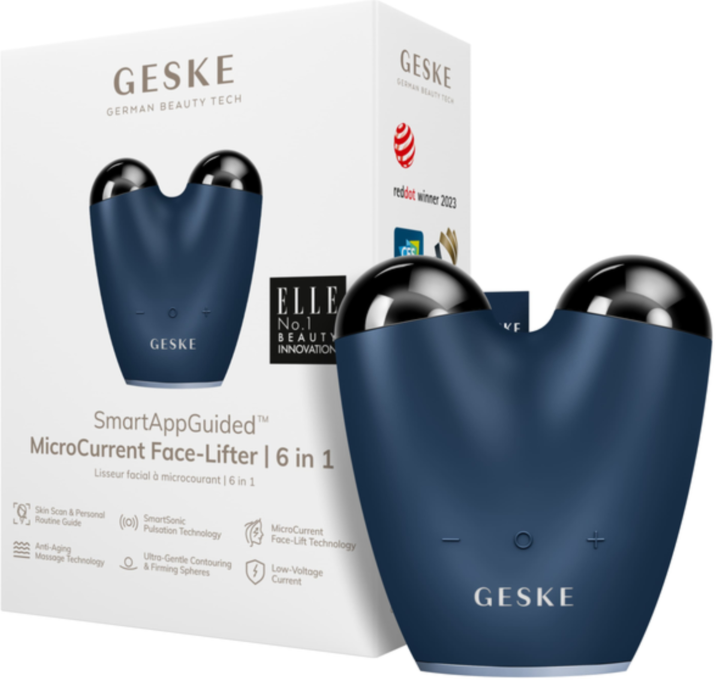 Микротоковая ручка для подтяжки лица GESKE MicroCurrent Face-Lifter 6 в 1 темно-синий (GK000015MN01) - Фото 1