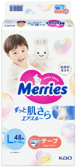 Одноразовые подгузники MERRIES Размер L (9-14 кг.), 48 шт. (439705) - Фото 1
