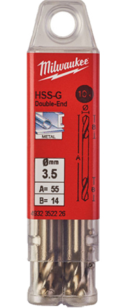 Сверло Milwaukee HSS-G DIN 1412 C 3,5х52х14 мм 10 шт. (4932352226) - Фото 1