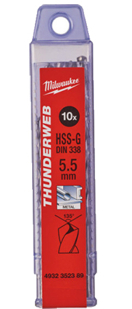 Сверло Milwaukee THUNDERWEB HSS-G DIN338 5,5x93х57 мм 10 шт. (4932352389) - Фото 1