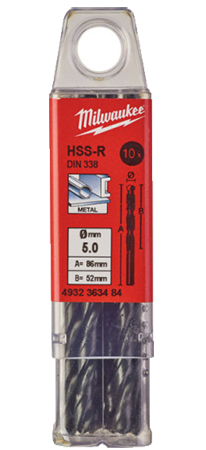 Сверло Milwaukee HSS-R DIN338 5,0х86х52 мм 10 шт. (4932363484) - Фото 1