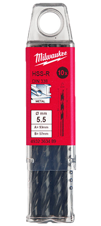 Сверло Milwaukee HSS-R DIN338 5,5х93х57 мм 10 шт. (4932363489) - Фото 1