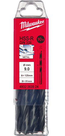 Купить Сверло Milwaukee HSS-R DIN338 9,0х125х81 мм 10 шт. (4932363524) - Фото 1 Сверло Milwaukee HSS-R DIN338 9,0х125х81 мм 10 шт. (4932363524) - Фото 1