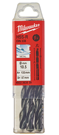 Купить Сверло Milwaukee HSS-R DIN338 10,5х133х87 мм 5 шт. (4932363539) - Фото 1 Сверло Milwaukee HSS-R DIN338 10,5х133х87 мм 5 шт. (4932363539) - Фото 1