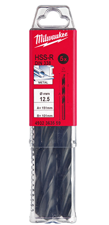 Сверло Milwaukee HSS-R DIN338 12,5х151х101 мм 5 шт. (4932363559) - Фото 1