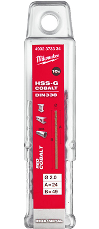 Сверло Milwaukee HSS-Co DIN338 2,0х49х2 4мм 10 шт. (4932373334) - Фото 1