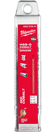 Купить Сверло Milwaukee HSS-Co DIN338 4,5х80х47 мм 10 шт. (4932373341) - Фото 1 Сверло Milwaukee HSS-Co DIN338 4,5х80х47 мм 10 шт. (4932373341) - Фото 1