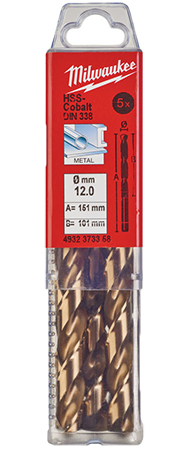 Сверло Milwaukee HSS-Co DIN338 12,0х150х101 мм 5 шт. (4932373358) - Фото 1