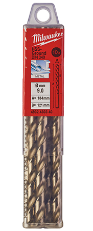 Сверло Milwaukee HSS-G DIN340 9,0x175х115 мм 10 шт. (4932430340) - Фото 1