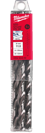 Сверло Milwaukee HSS-G DIN340 11,0х195х128 мм 5 шт. (4932430342) - Фото 1