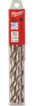 Купить Сверло Milwaukee HSS-G DIN340 12,0x205х134 мм 5 шт. (4932430343) - Фото 1 Сверло Milwaukee HSS-G DIN340 12,0x205х134 мм 5 шт. (4932430343) - Фото 1