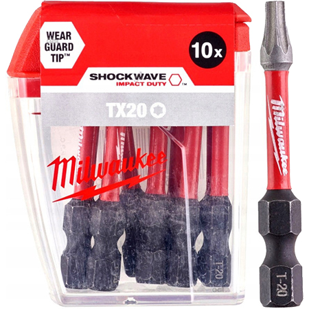 Бита для отвертки Milwaukee Shockwave TX20 50 мм 10 шт. (4932430877) - Фото 1