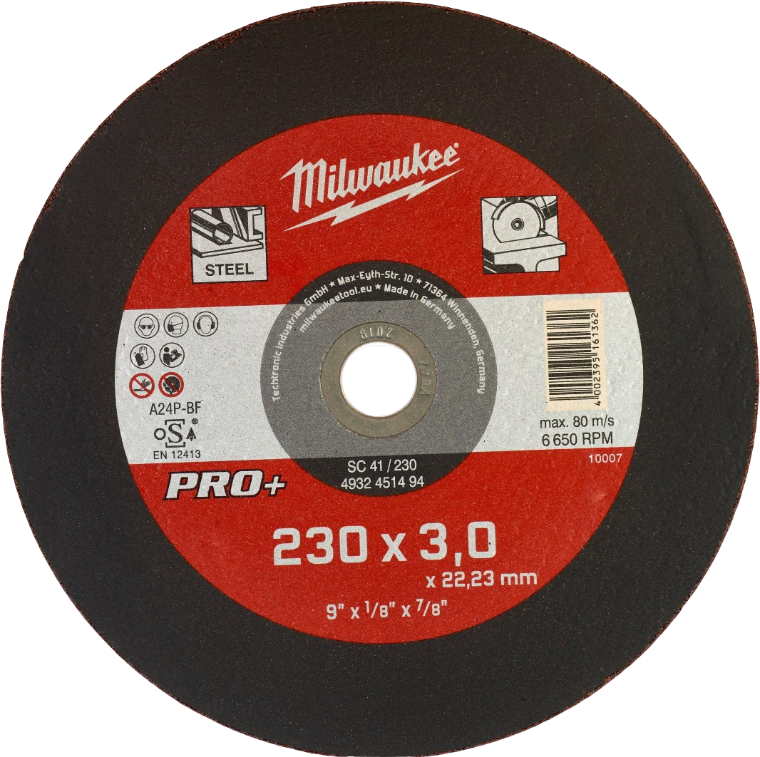 Купить Круг отрезной по металлу Milwaukee PRO+ 230х3х22.23 мм (4932451494) - Фото 1 Круг отрезной по металлу Milwaukee PRO+ 230х3х22.23 мм (4932451494) - Фото 1