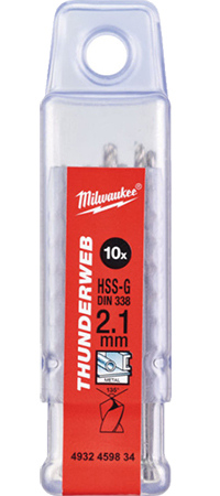Купить Сверло Milwaukee THUNDERWEB HSS-G DIN338 2,1х49х24 мм 10 шт. (4932459834) - Фото 1 Сверло Milwaukee THUNDERWEB HSS-G DIN338 2,1х49х24 мм 10 шт. (4932459834) - Фото 1