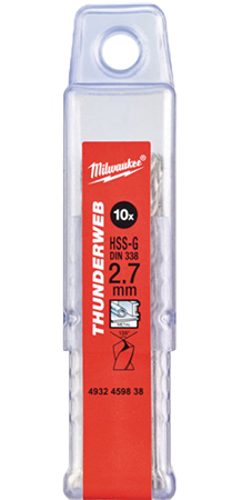 Сверло Milwaukee THUNDERWEB HSS-G DIN338 2,7х61х33 мм 10 шт. (4932459838) - Фото 1