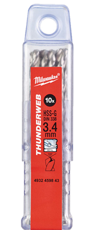 Сверло Milwaukee THUNDERWEB HSS-G DIN338 3,4х70х39 мм 10 шт. (4932459843) - Фото 1