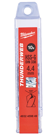 Сверло Milwaukee THUNDERWEB HSS-G DIN338 4,4х80х47 мм 10 шт. (4932459849) - Фото 1