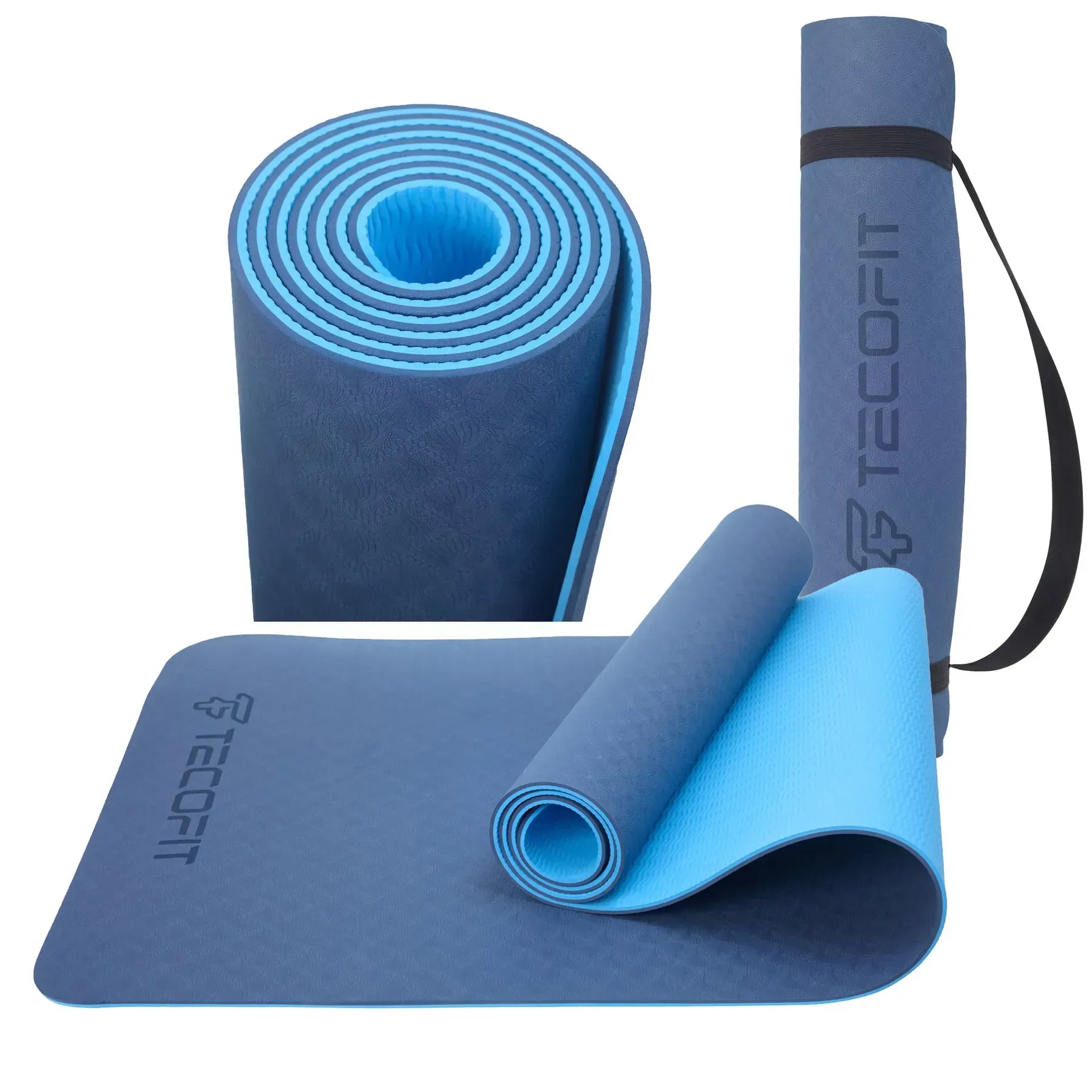 Коврик для йоги и фитнеса TECOFIT Dual Color TPE Mat 183х61х0.6 см (TOP18013825/6) - Фото 1