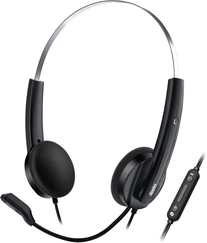 Гарнитура проводная Genius HS-220U Black USB 2.4m (31710020402) - Фото 1