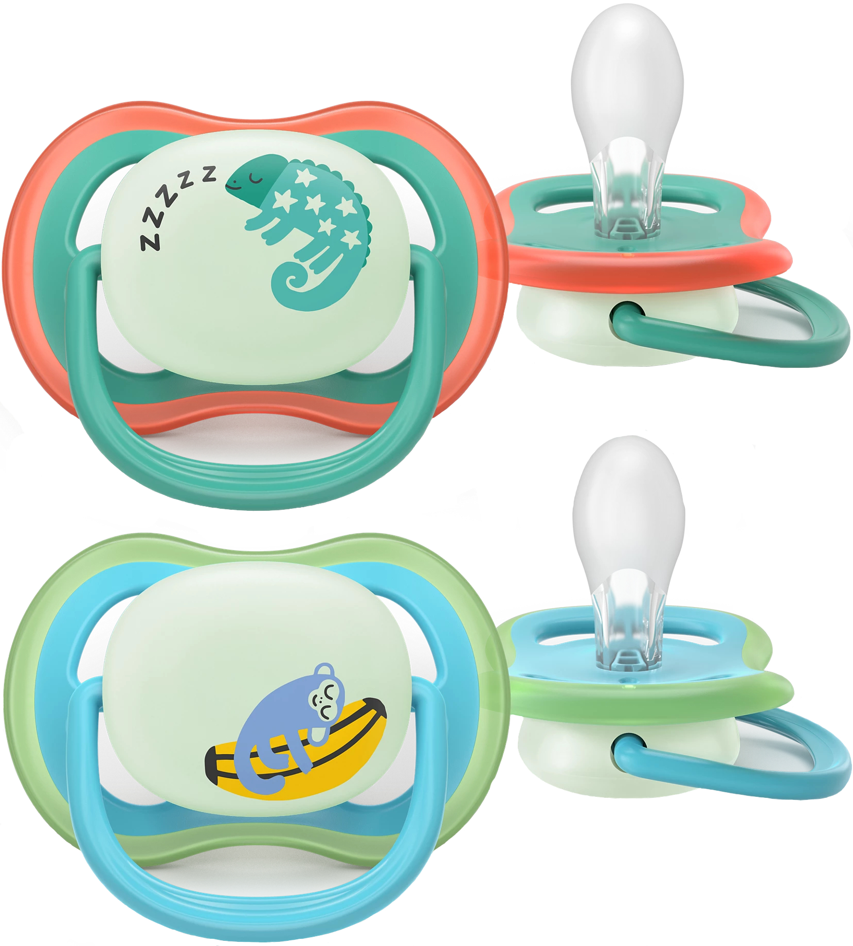 Ортодонтическая пустышка Philips Avent Ultra Air Ночная, 6-18 мес. (SCF376/28) - Фото 1