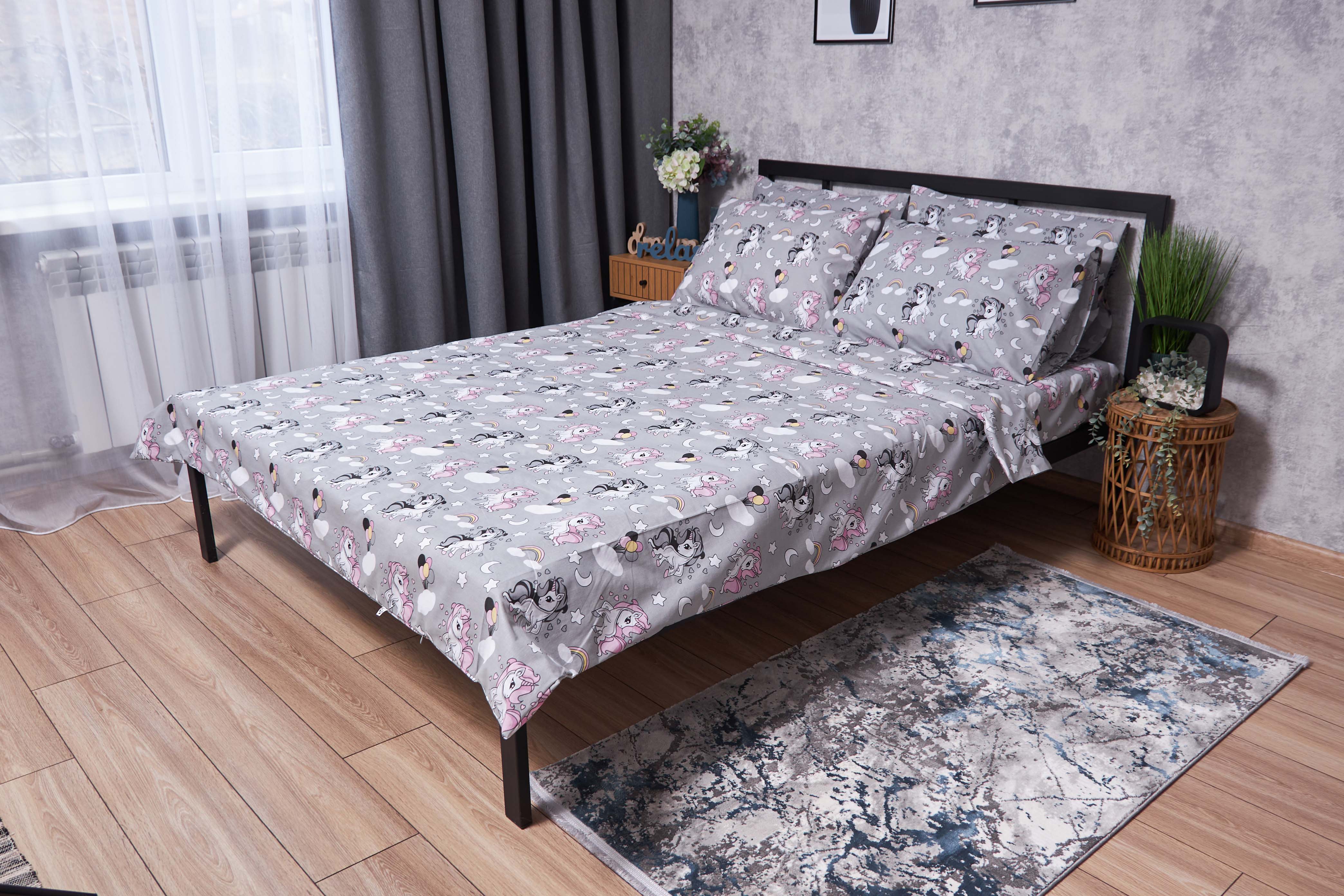 Комплект постельного белья Moon&Star Бязь Gold Люкс Unicorn 160х220 нав. 4х70х70 (MS-820001797) - Фото 1