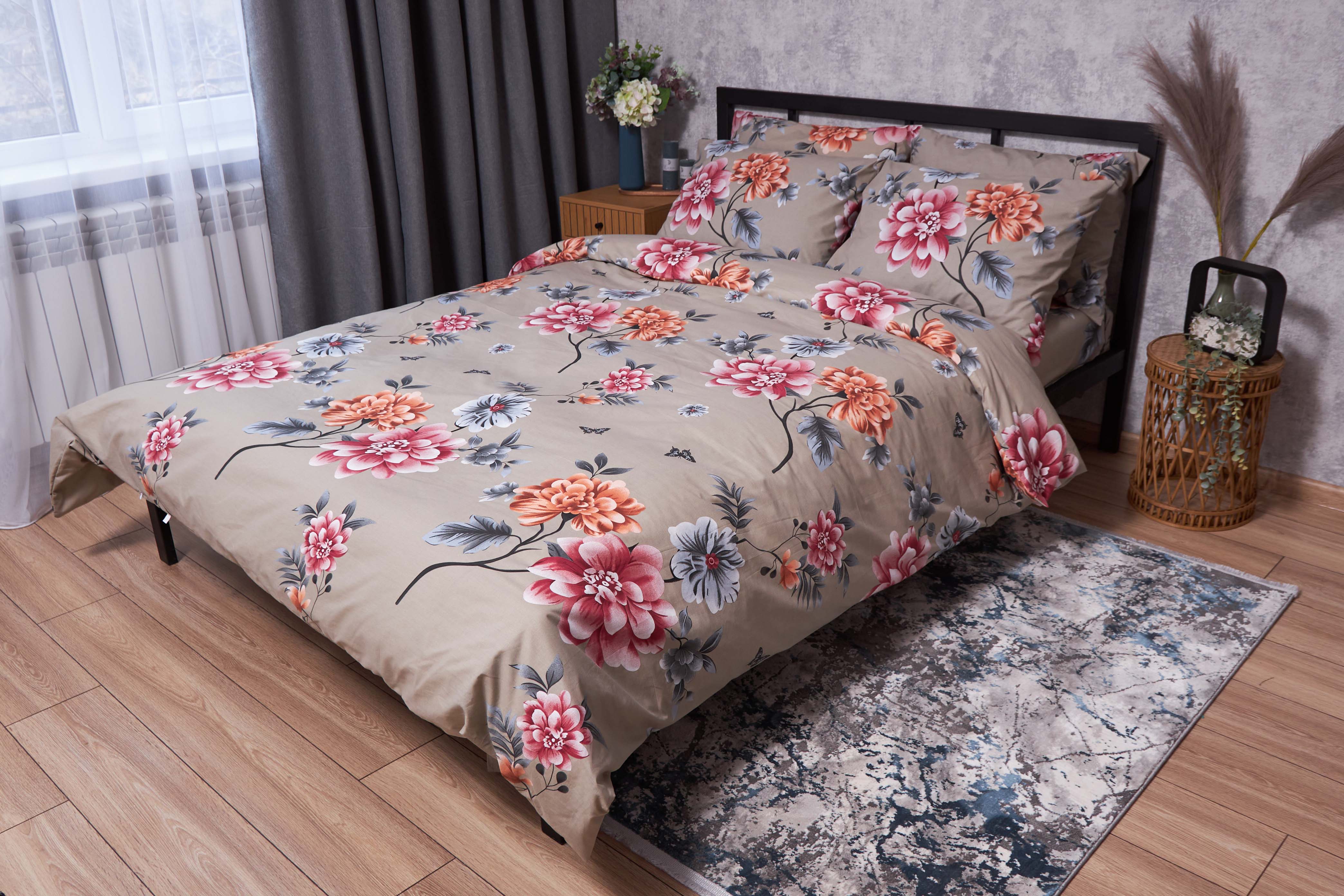 Комплект постельного белья Moon&Star Бязь Gold Люкс Peony Brown160х220х2 нав. 4х70х70 (MS-820001912) - Фото 1