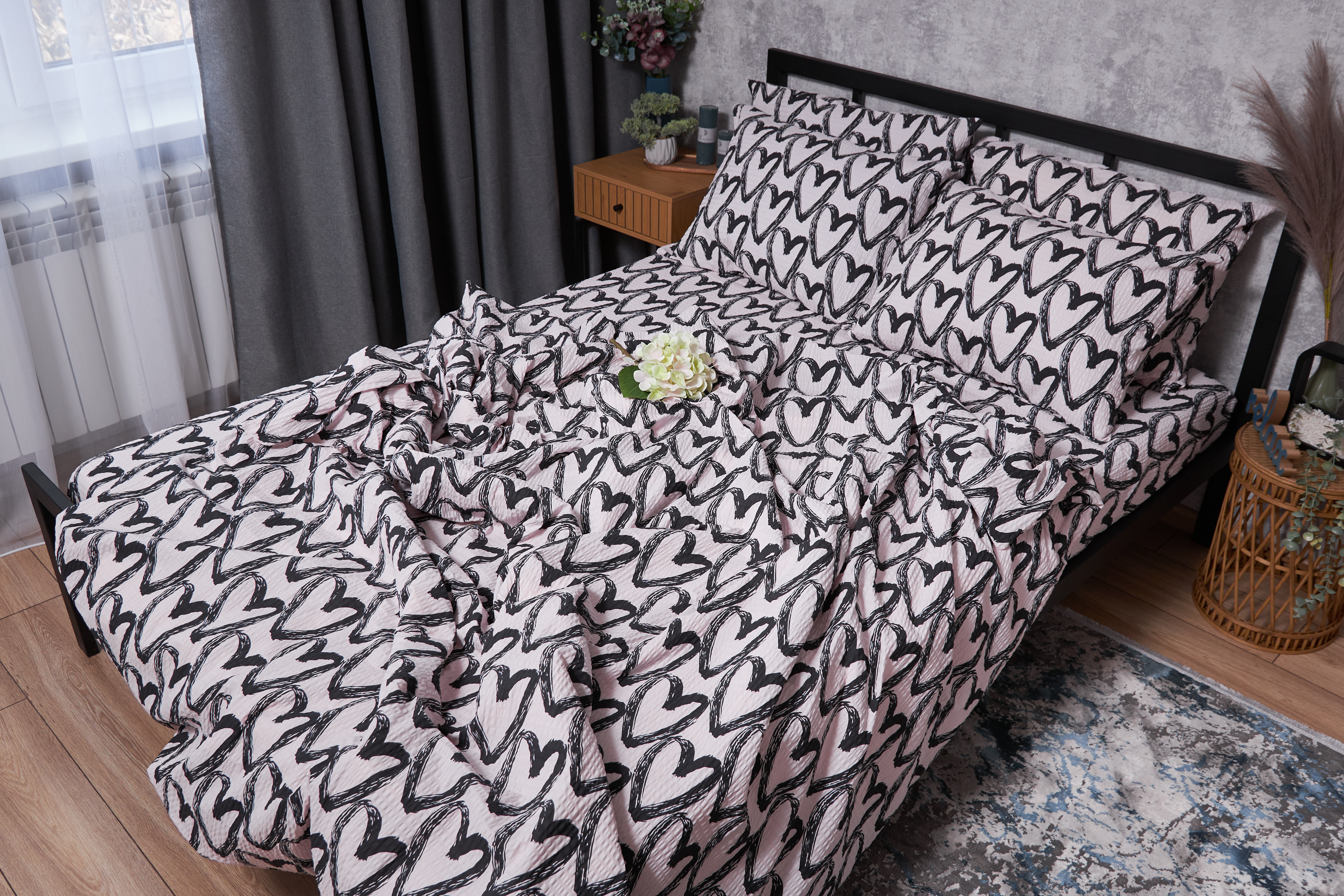 Комплект постільної білизни Moon&Star Жатка Pink Love 143х210 (MS-820001930) - Фото 1