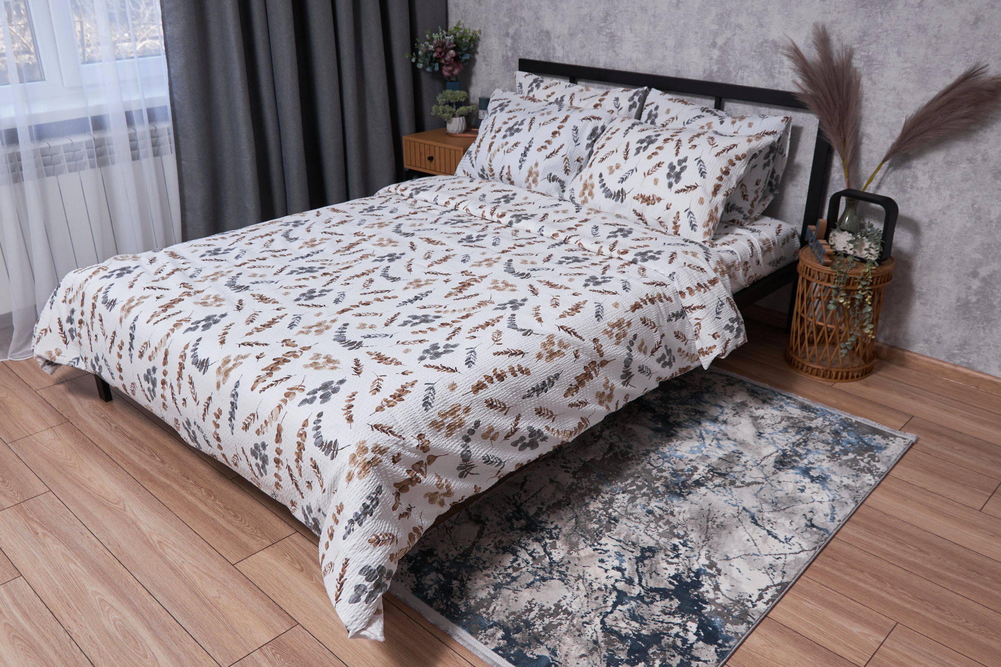 Комплект постельного белья Moon&Star Жатка Eucalyptus 143х210х2 нав. 2х40х60 (MS-820001973) - Фото 1