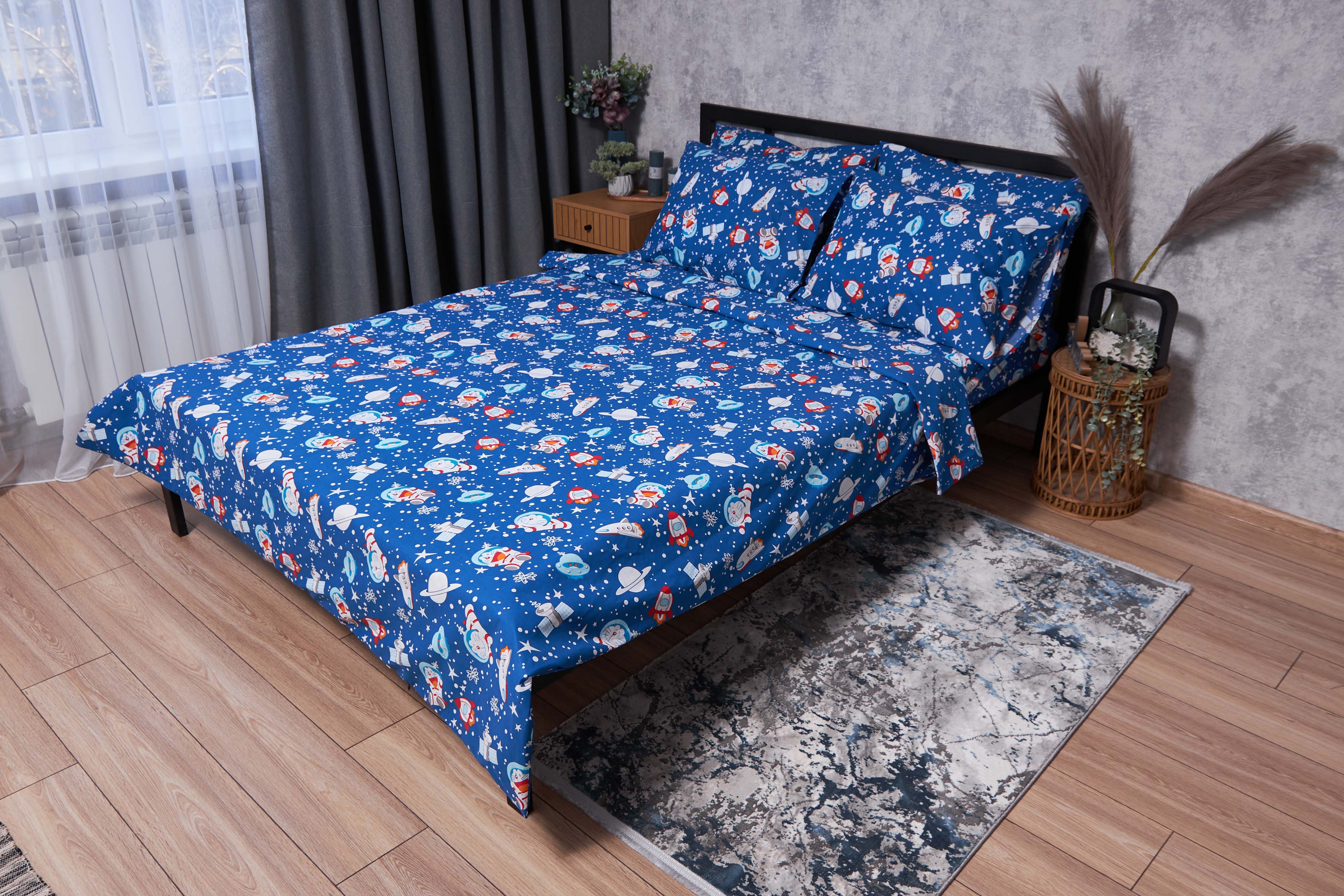 Комплект постельного белья Moon&Star Бязь Gold Люкс Space Cats 160х220х2 нав. 4х50х70 (MS-820001771) - Фото 1