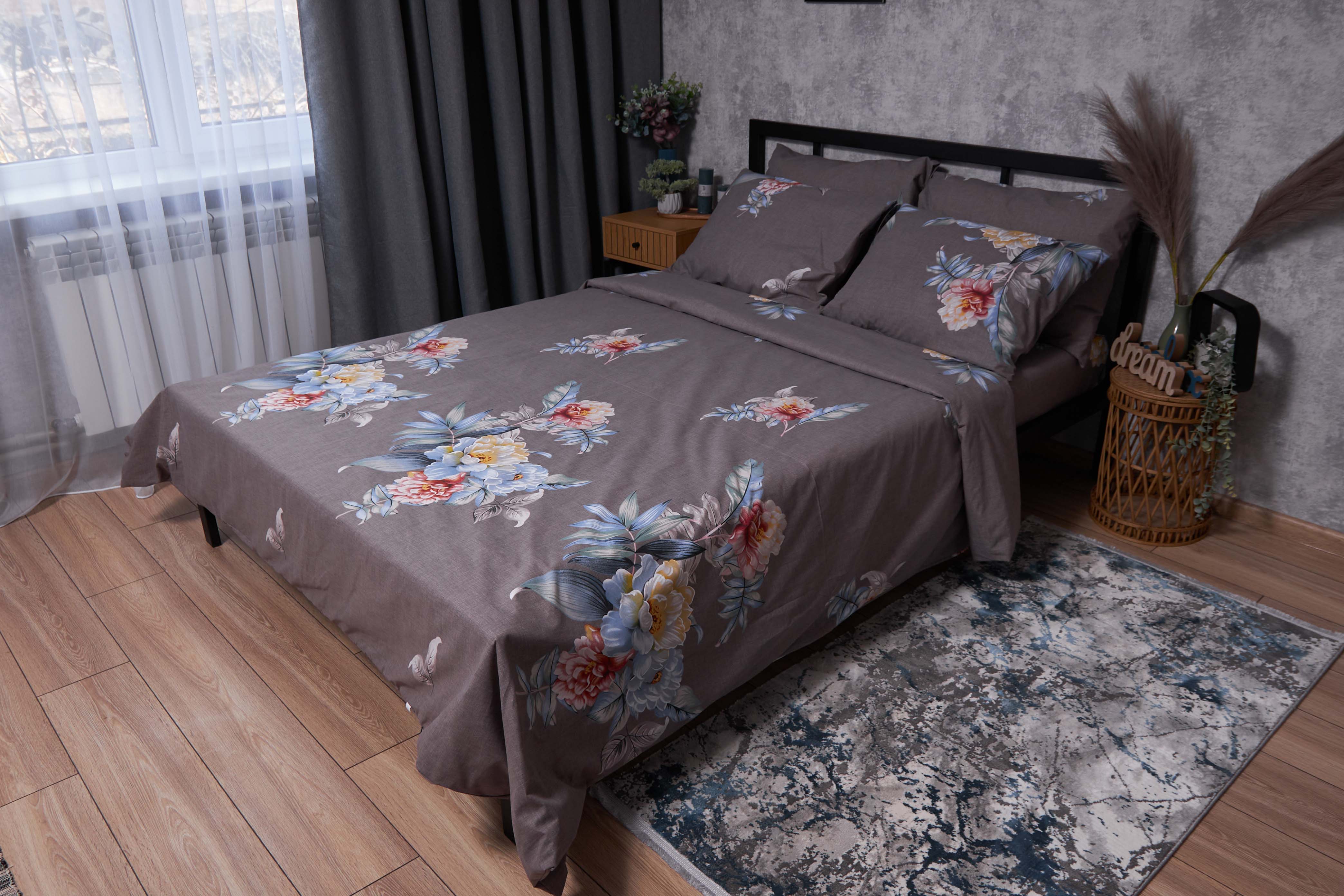 Комплект постельного белья Moon&Star Бязь Gold Люкс Flowers Wod 160х220х2 нав. 2х40х60 (MS-820001523) - Фото 1