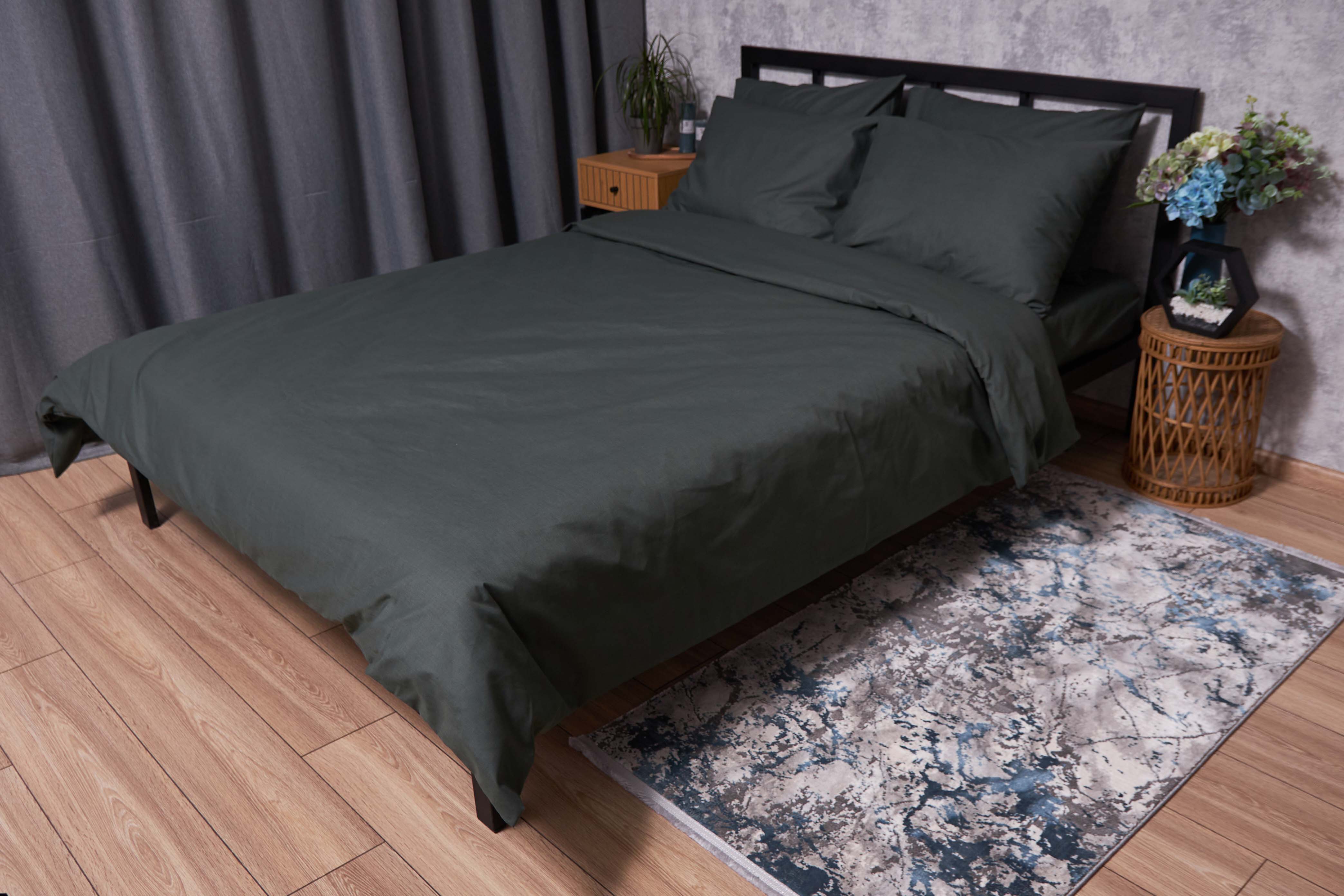 Комплект постельного белья Moon&Star Бязь Gold Люкс Dark Green 160х220 (MS-820002182) - Фото 1