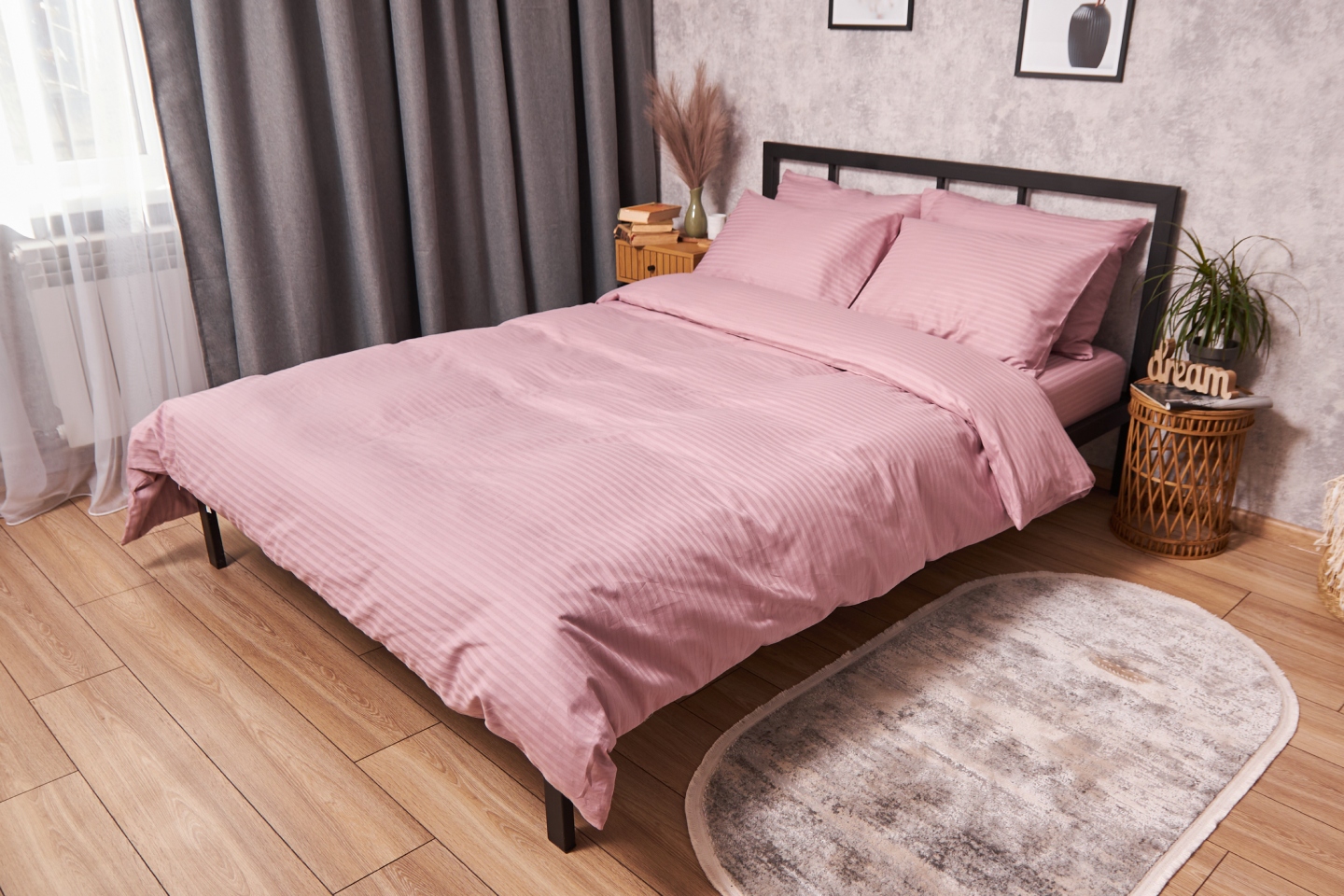 Комплект постельного белья Moon&Star Satin Stripe Stripe Candy 143х210х2 нав. 2х40х60 (MS-820003560) - Фото 1