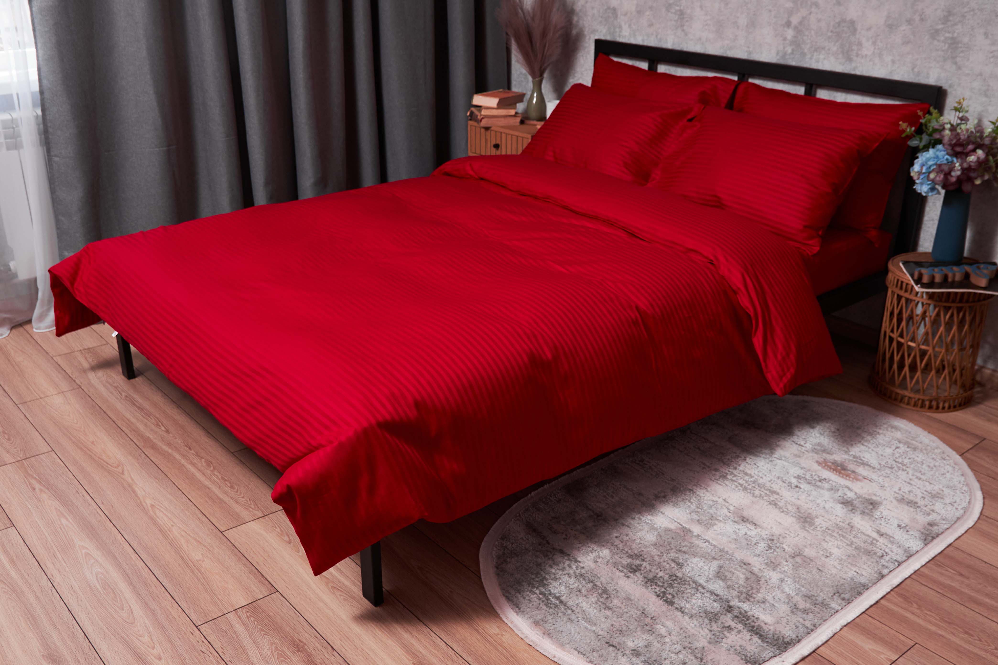 Комплект постельного белья Moon&Star Satin Stripe Stripe Red 143х210х2 нав. 4х50х70 (MS-820003598) - Фото 1