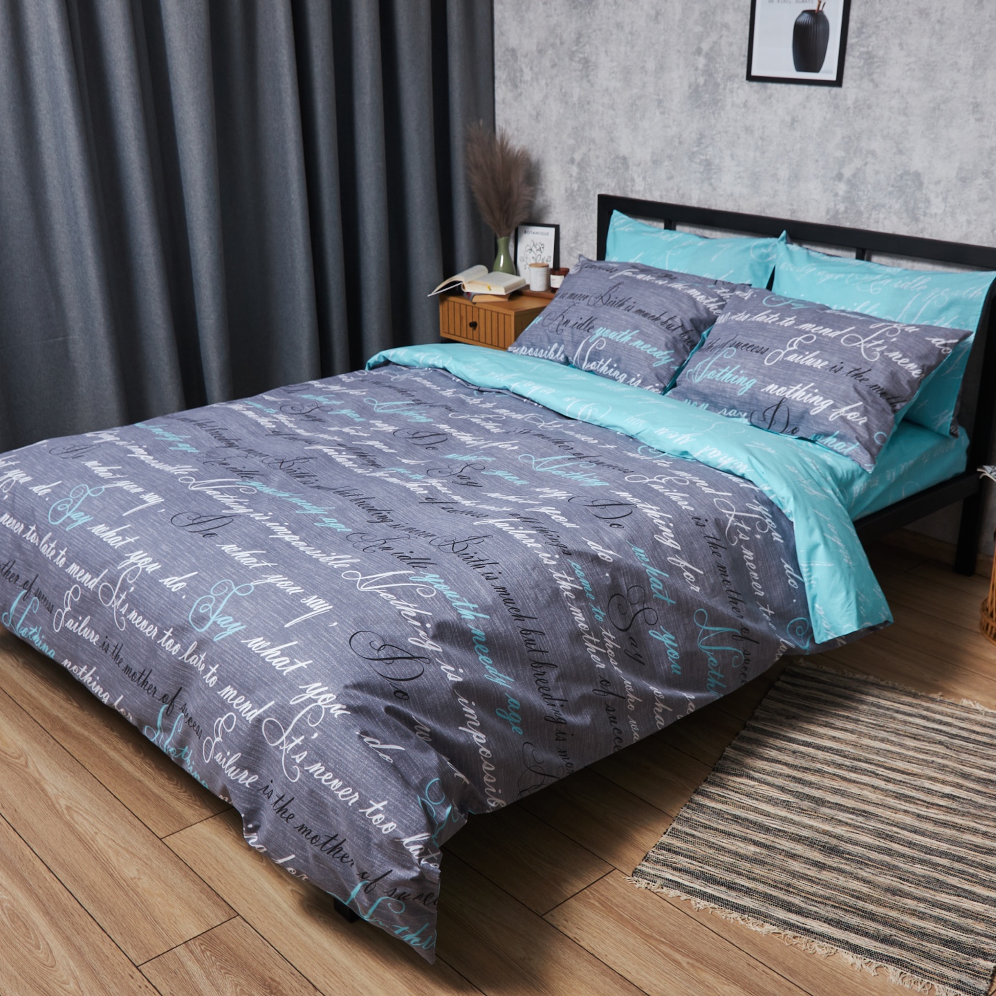 Комплект постельного белья Moon&Star King Size 220x240 Stripe Green Satin Stripe (MS-820000563) - Фото 1