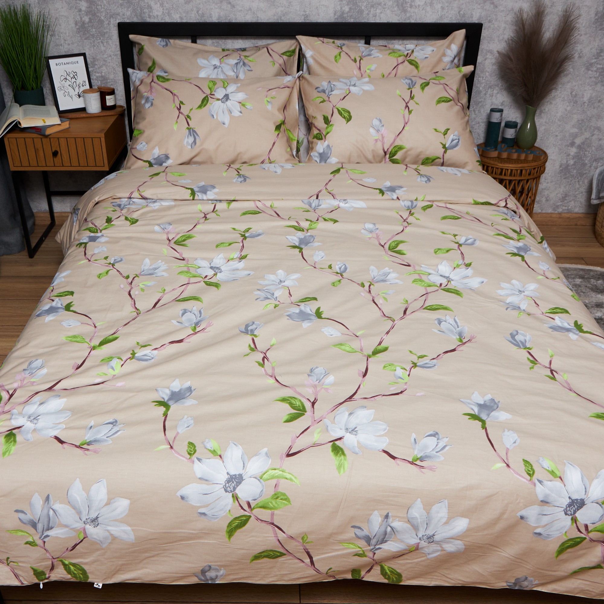 Комплект постільної білизни Moon&Star Satin Elit Magnolia Dream 143х210 нав. 4х50х70 (MS-820008418) - Фото 1