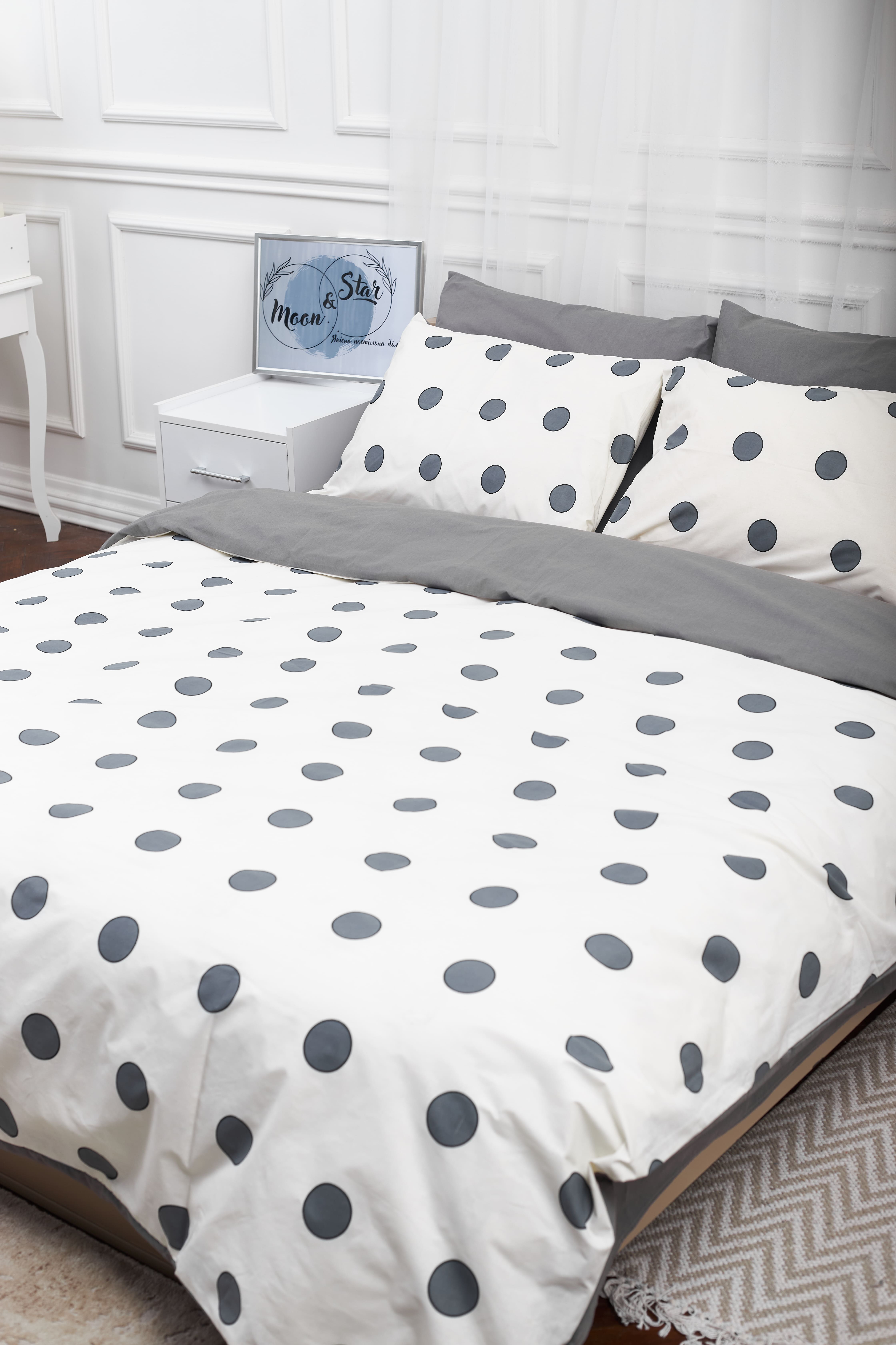 Комплект постельного белья Moon&Star 200х220 см нав. 2х40х60 Riccarda Gray Ranforce Elite (MS-820000150) - Фото 1