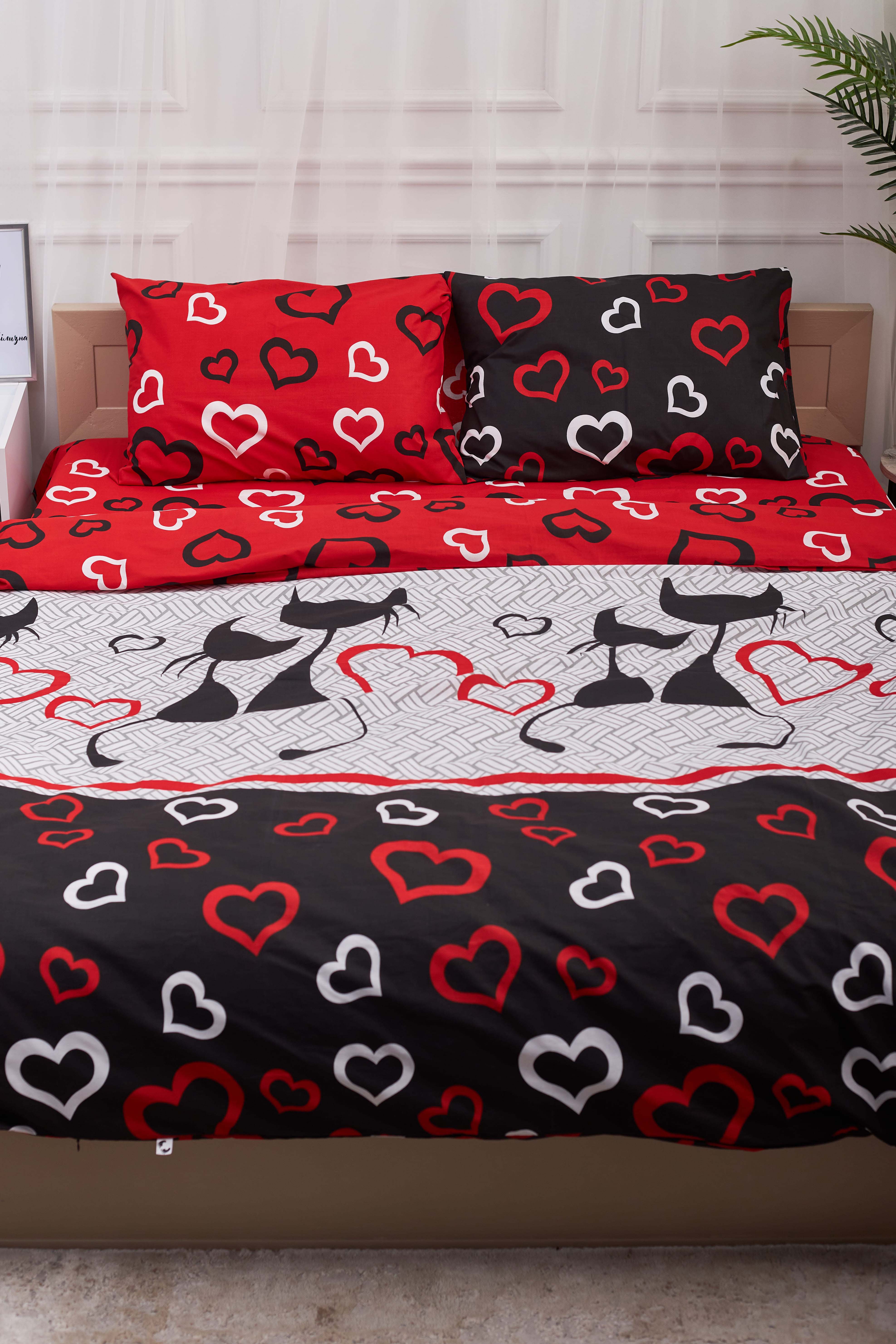 Комплект постельного белья Moon&Star 160х220 наволочки 2х70х70 Love Cats Бязь Gold Люкс (MS-820001170) - Фото 1