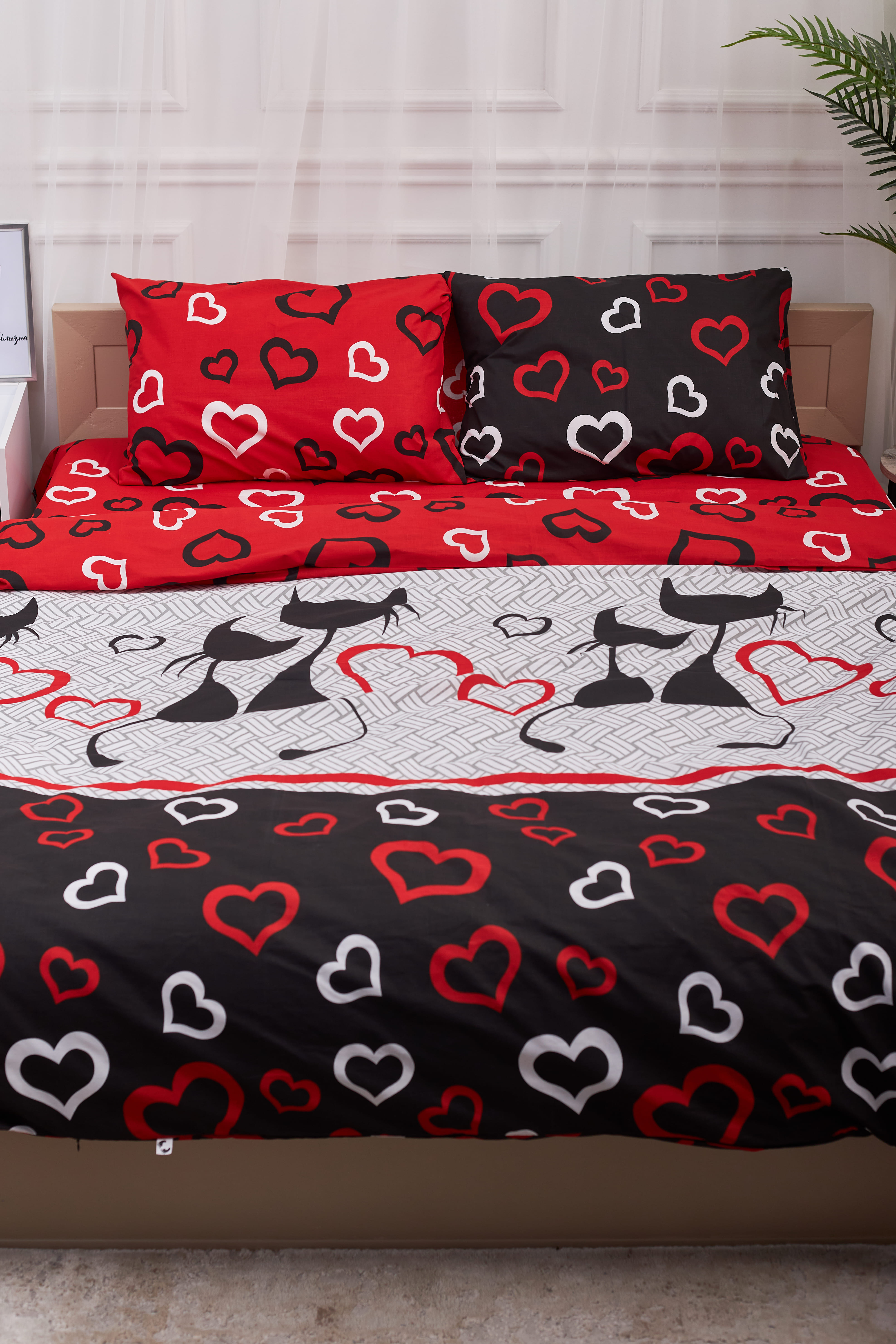 Комплект постельного белья Moon&Star 143х210х2 нав. 2х50х70 Love Cats Бязь Gold Люкс (MS-820001174) - Фото 1