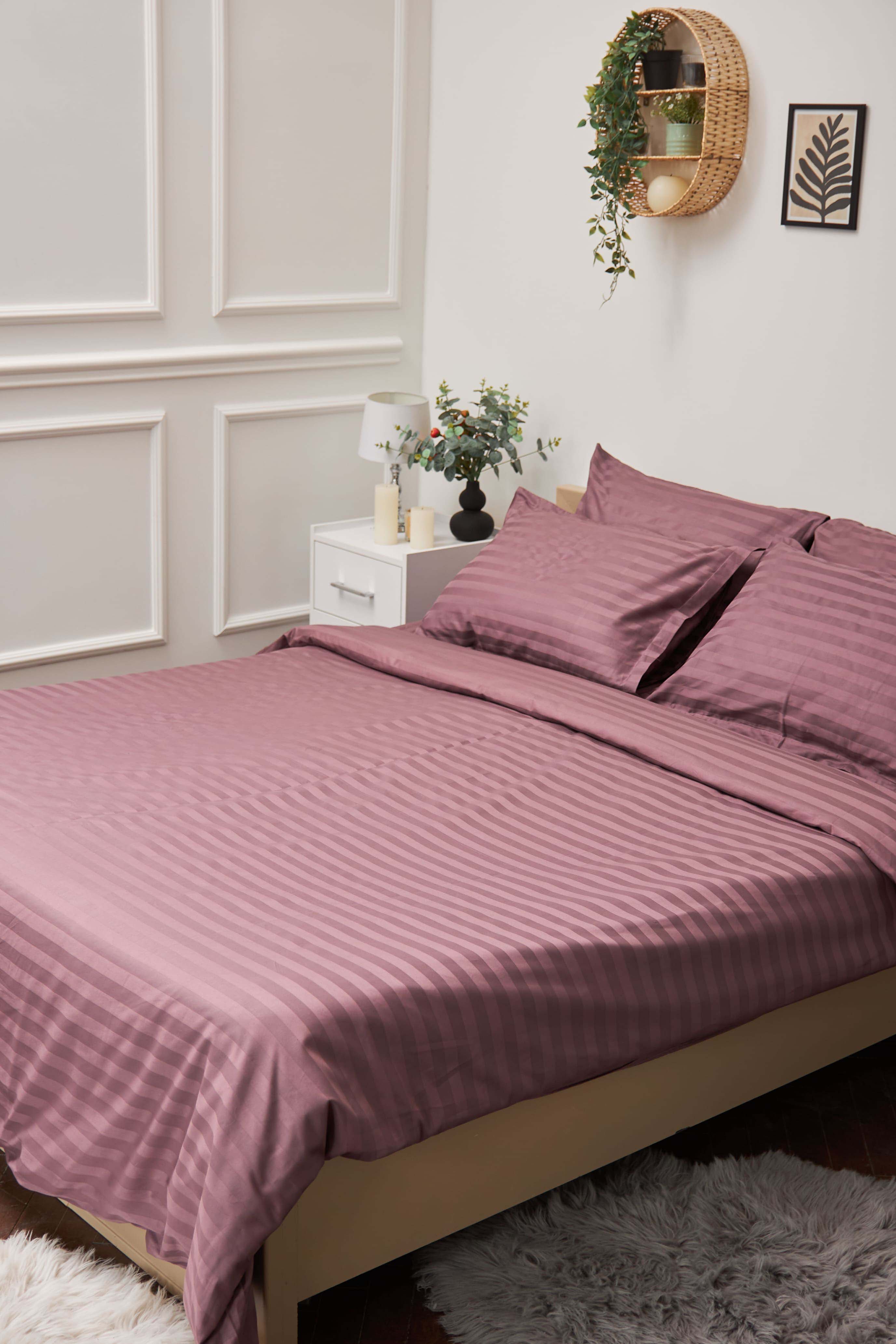 Комплект постельного белья Moon&Star 160х220 наволочки 2х70х70 Garnet Satin Stripe (MS-820000547) - Фото 1