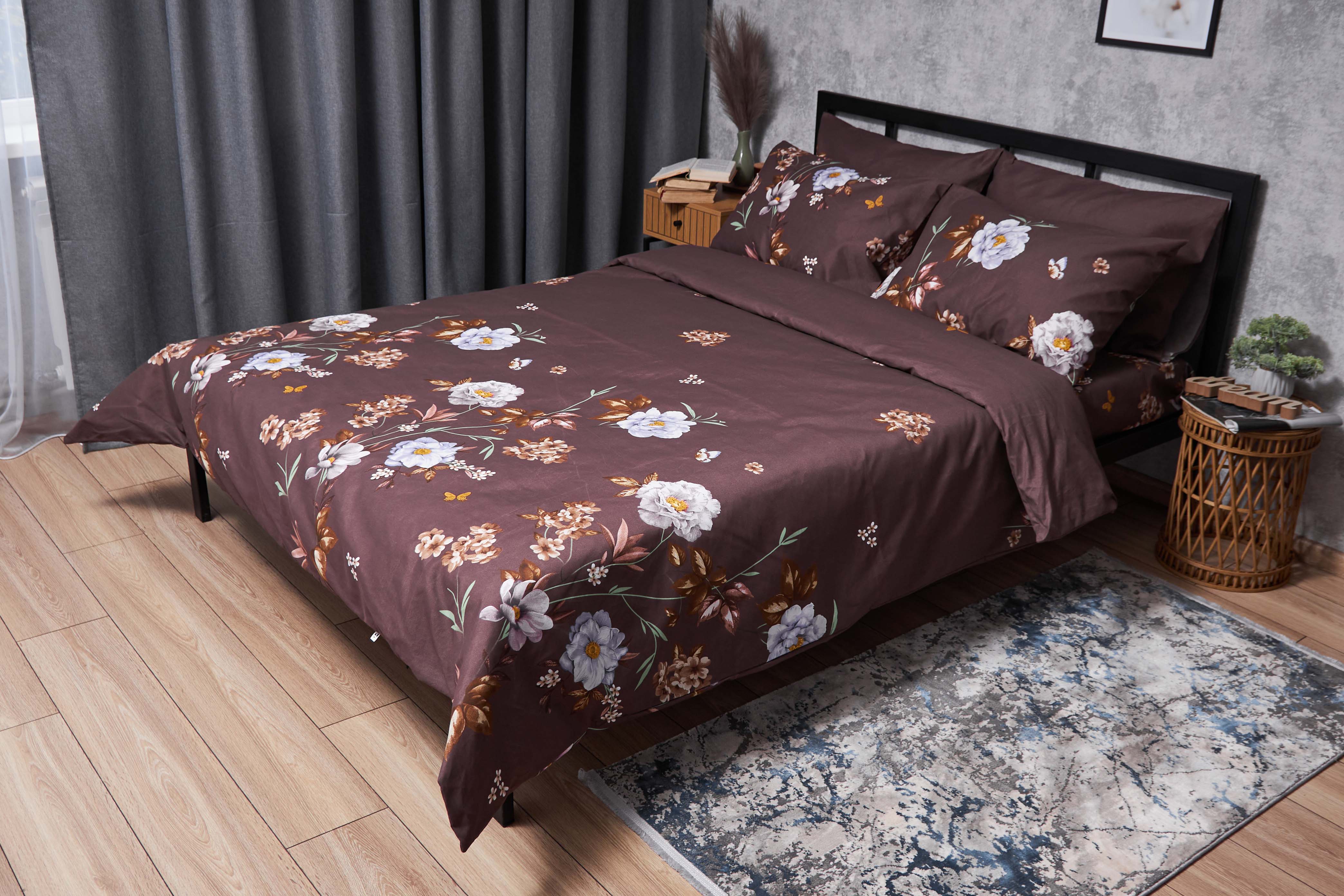 Комплект постельного белья Moon&Star Микросатин Premium «Floral Mocha» 200х220 см нав. 4х70х70  (MS-820005019) - Фото 1