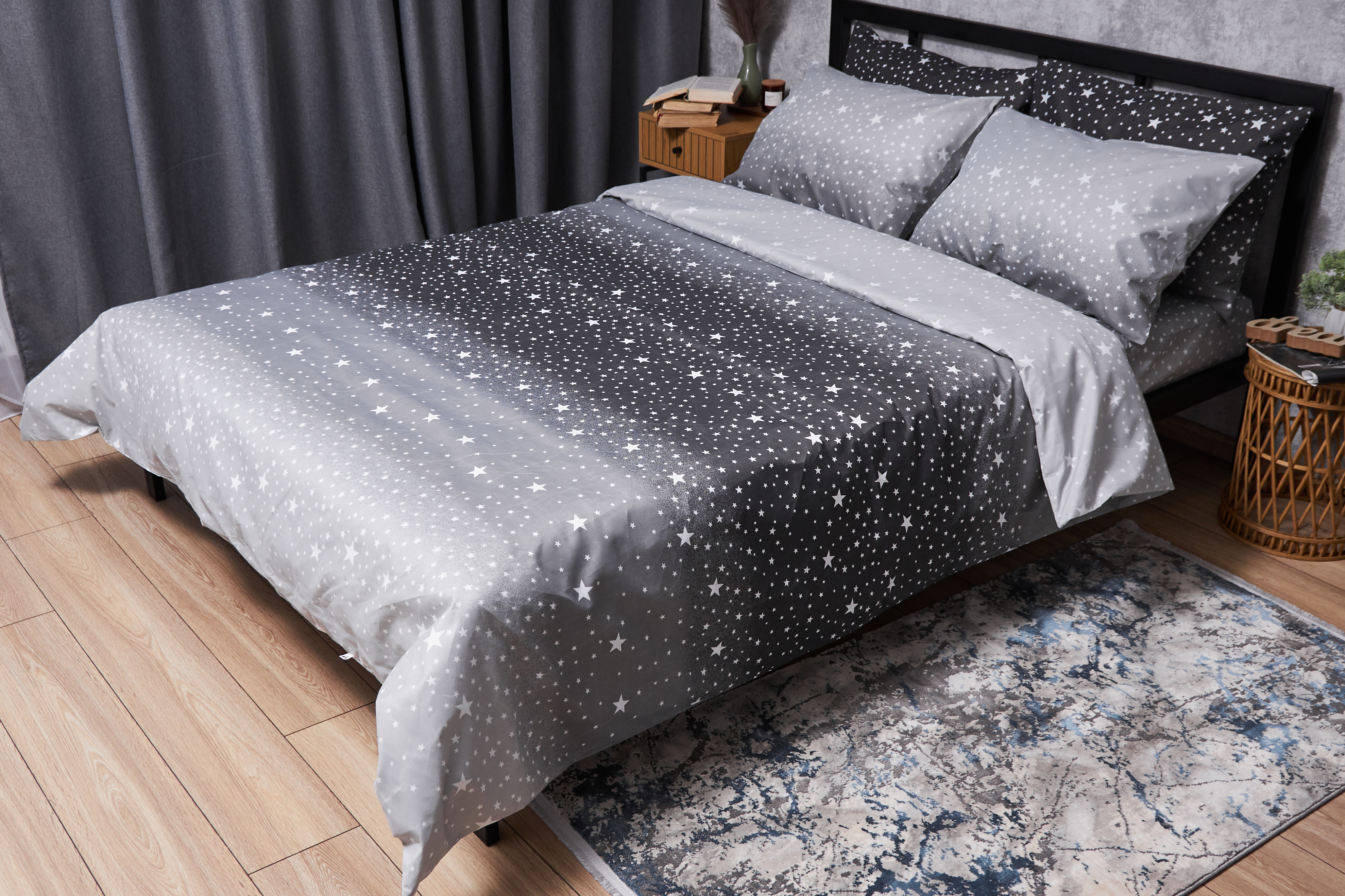 Комплект постельного белья Moon&Star Premium Starry Night 160х220х2 нав. 4х70х70 (MS-820005144) - Фото 1
