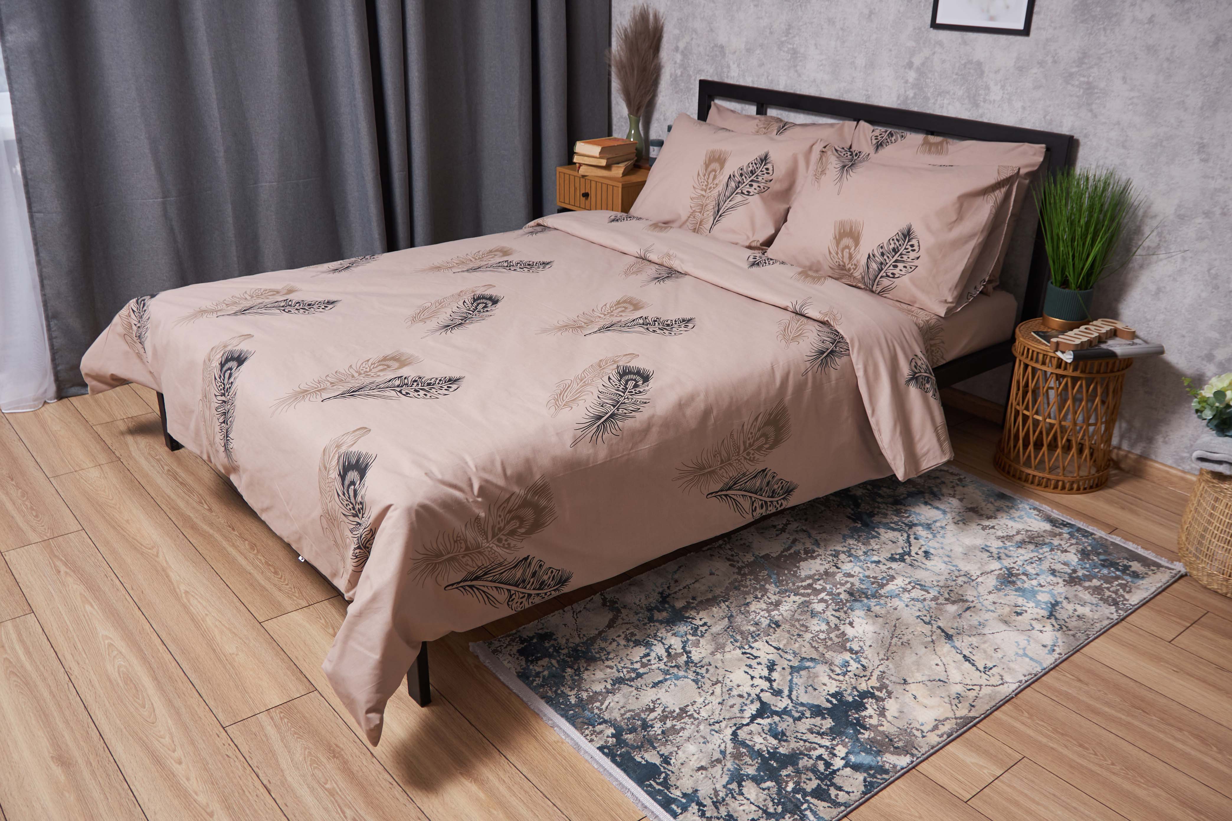 Комплект постельного белья Moon&Star Бязь Gold Люкс Feathers 200х220 см нав. 4х50х70 (MS-820004353) - Фото 1