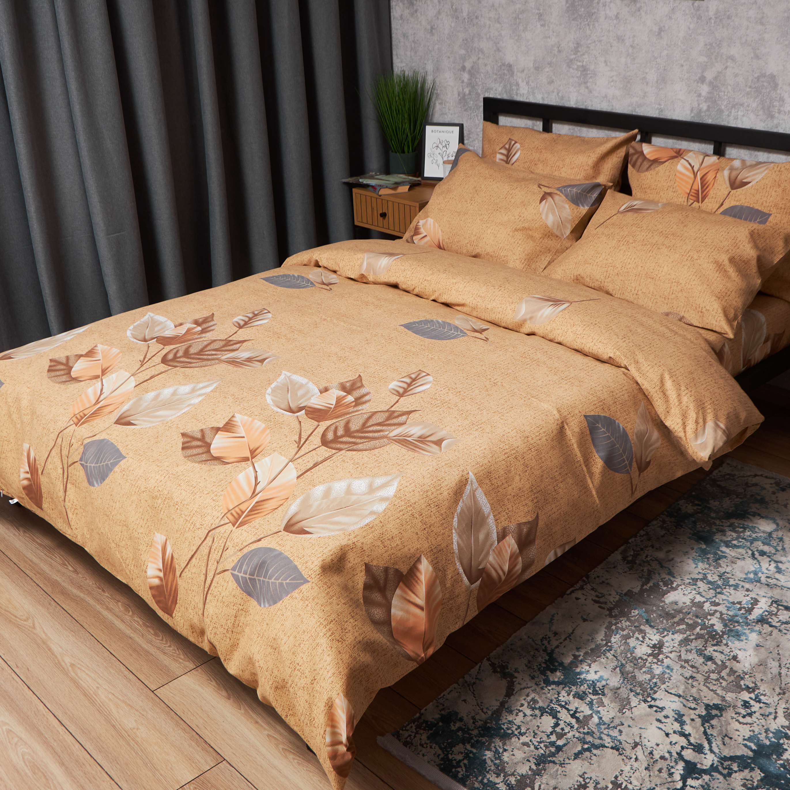 Комплект постельного белья Moon&Star Premium Amber Leaf 160х220х2 нав. 4х70х70 (MS-820007524) - Фото 1