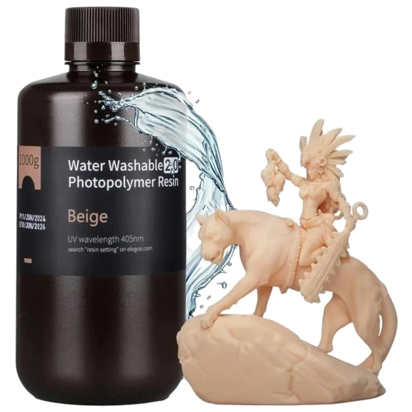 Резиновый фотополимер Elegoo Water Washable Resin 2.0 1кг бежевый (50.103.0201) - Фото 1