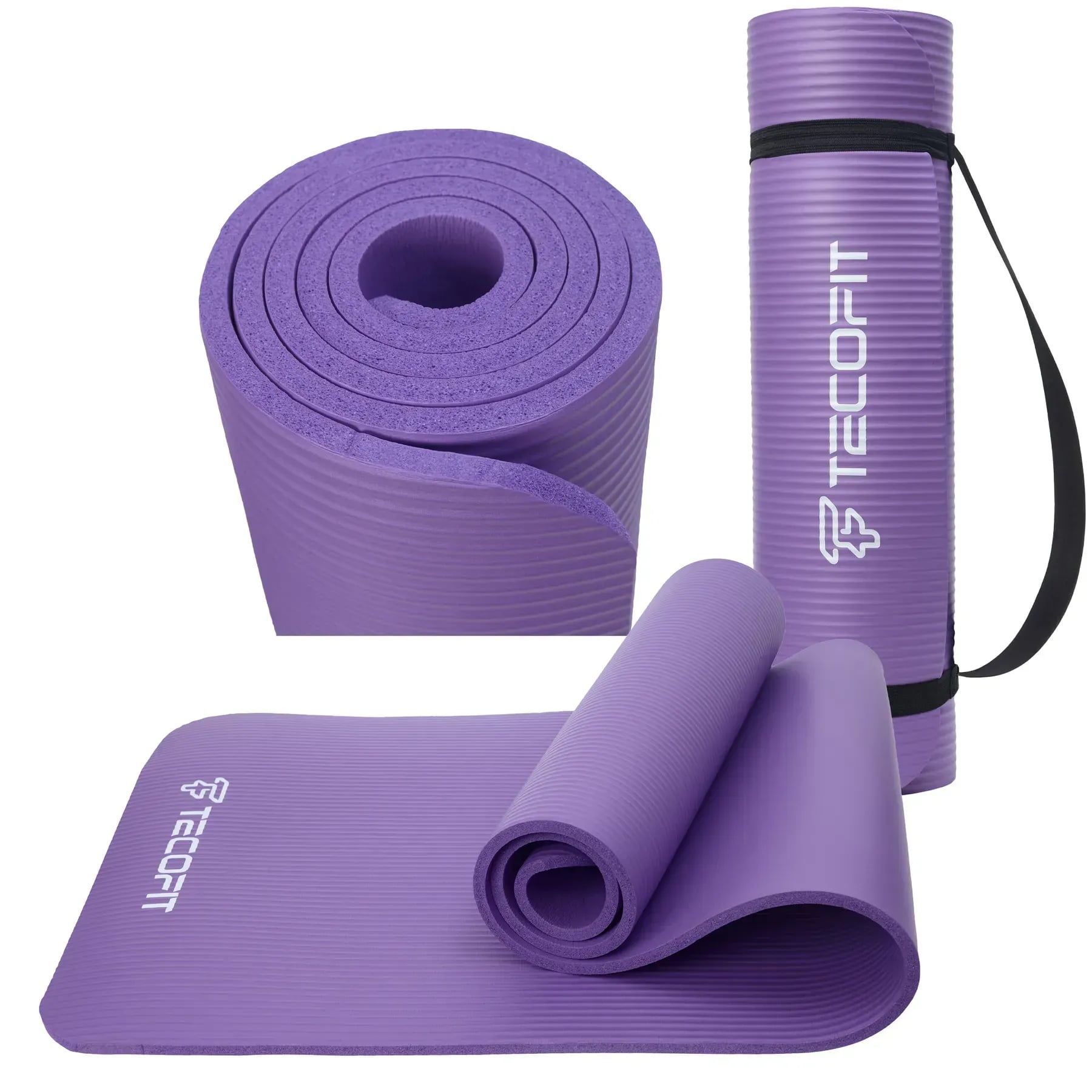 Коврик для йоги и фитнеса TECOFIT NBR 183x61x1 см Фиолетовый +чехол-сумка в подарок (TOP20106462/6) - Фото 1