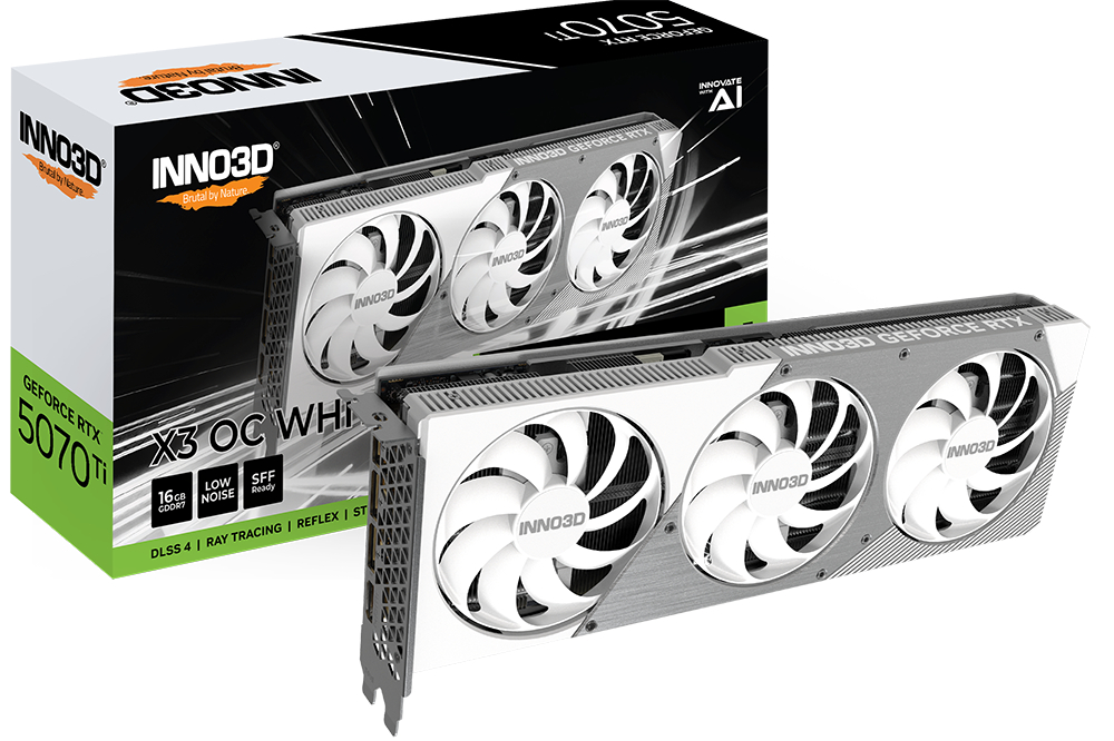 Відеокарта Inno3D NVIDIA GeForce RTX 5070 Ti X3 OC WHITE (N507T3-16D7X-176068W) - Фото 1