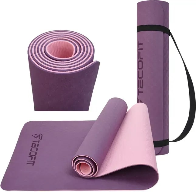 Коврик для йоги и фитнеса TECOFIT Dual Color TPE Mat 183х61х0.6 см Purple/Pink (TOP18013825/3) - Фото 1